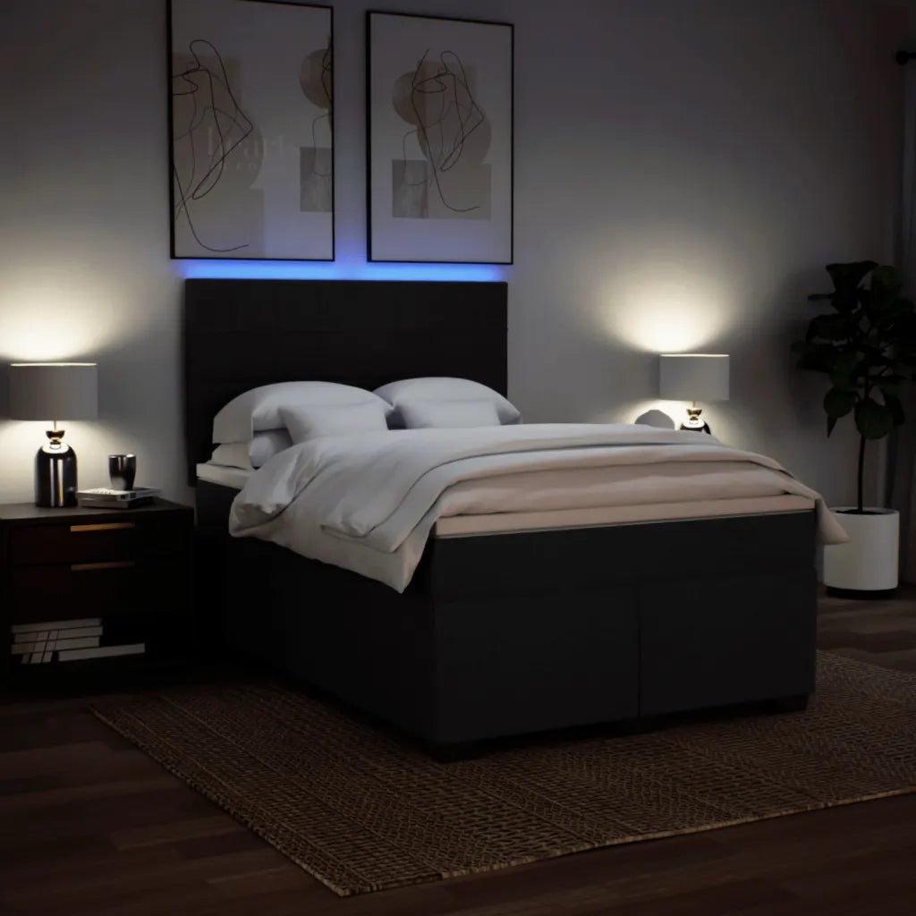 Giroletto a Molle con Materasso Nero 140x200 cm in Tessuto