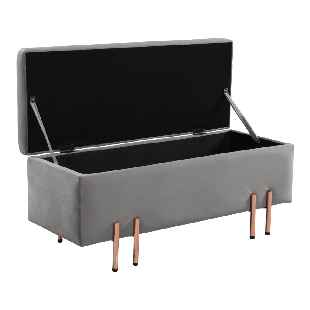 Ottomana Dals Cassapanca con Seduta Imbottita 118x40x42 cm Grigio [en.casa]