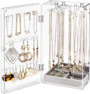 Organizzatore per Orecchini in Acrilato, Display Box per Orecchini, Stand per Orecchini, Cassa per Orecchini con Display Stoffa, Stand per Orecchini Transparente con Lavello in Pelle - Transparente (Specchio per Orecchini)