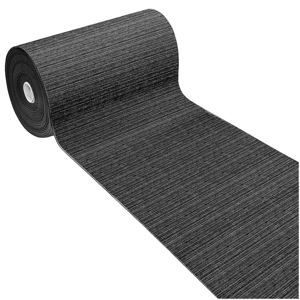 Tappeto Cucina Tinta Unita Striato 54x190 Cm Bordato Assorbente Passatoia Casa Antiscivolo Nero