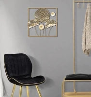 Pannello In Ferro Gold Flowers cm 50X5X50