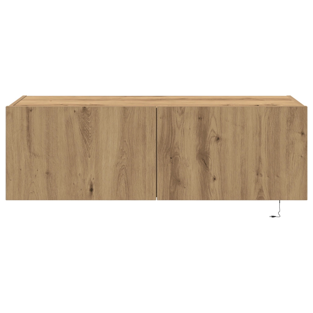 Mobile TV con luci LED Rovere Artigianale 100x35x31 cm