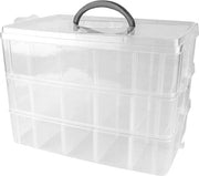 Cassetta di archiviazione con coperchio e maniglia - 30 contenitori trasparenti - 26 x 185 x 17 cm - Cassa di ordinamento con 3 livelli - Per piccoli oggetti, perle, gioielli, viti, smalti di unghie
