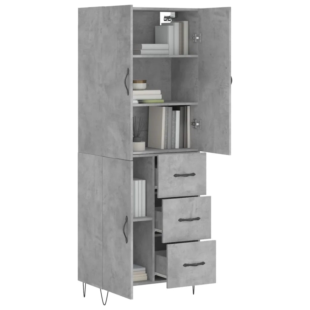 Credenza-Buffet-Armadio da cucina Grigio Cemento 69,5x34x180 cm in Legno Multistrato 847481