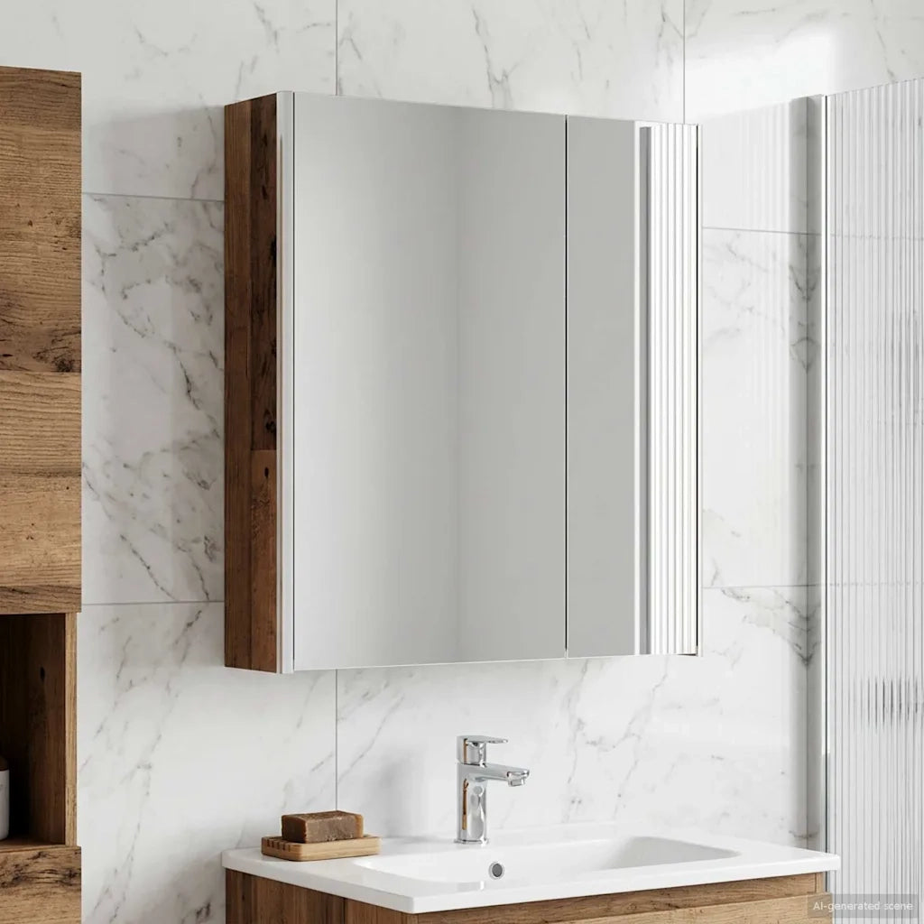 Mobiletto per specchio da bagno Legno vecchio
