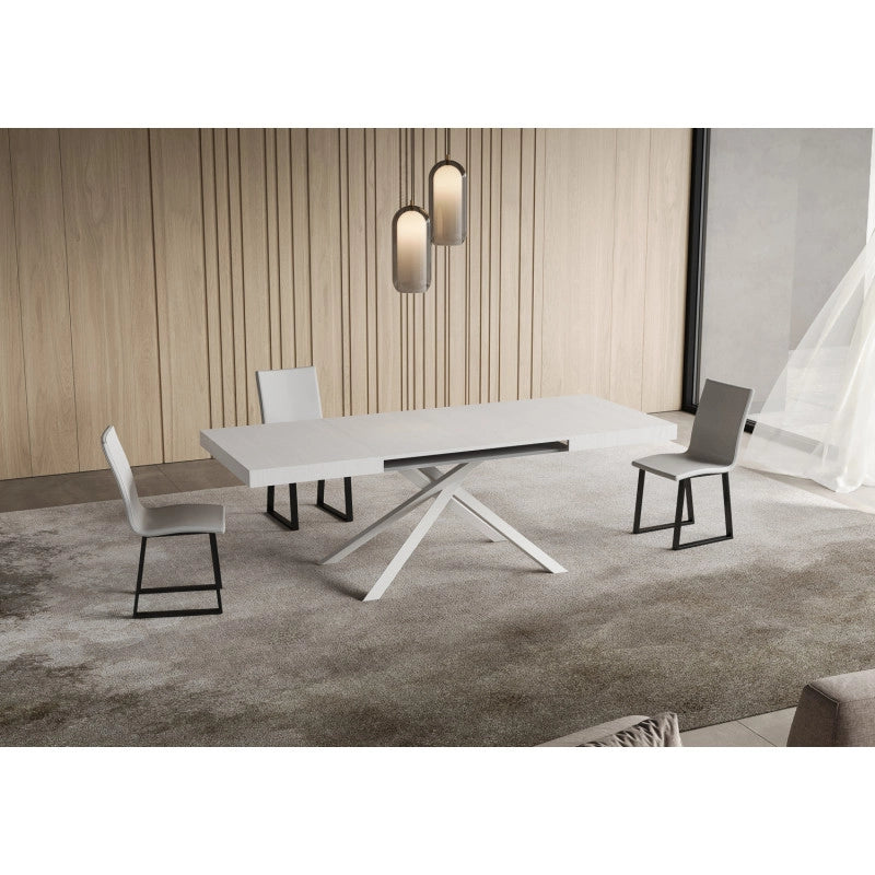 Tavolo allungabile 120/204x80 cm Niket telaio Bianche - Bianco Frassino