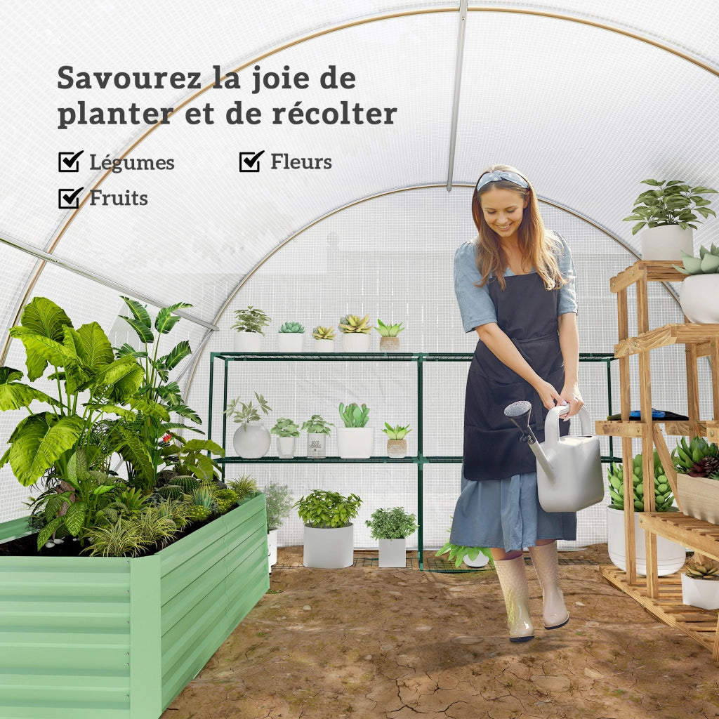 Serra Tunnel da Giardino ¨C Xylo ¨C 4,5x3x2m Bianco Acciaio Galvanizzato 6 Finestre