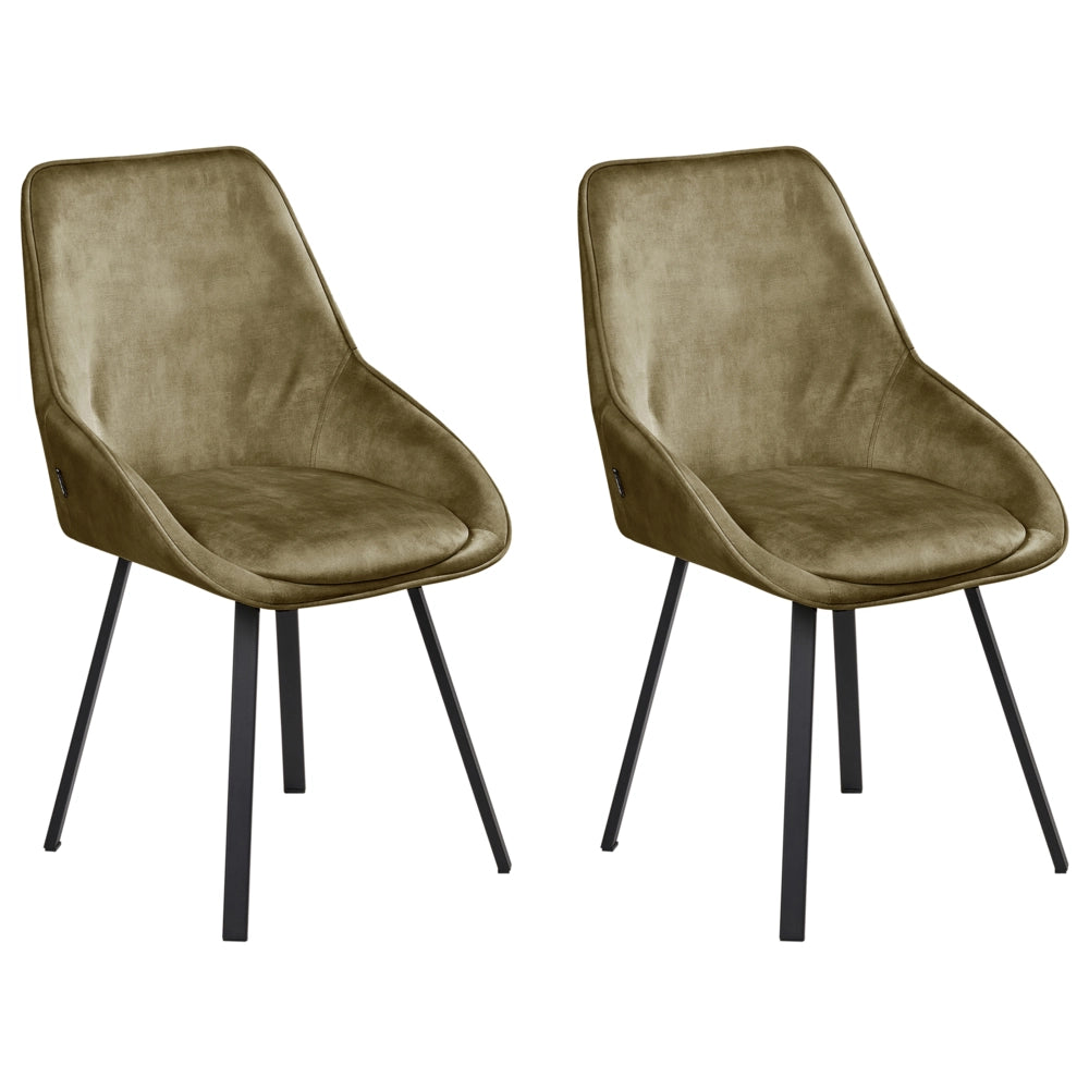 Set di 2 sedie da pranzo in velluto verde con gambe in ferro nero girevoli a 180° moderne sedie imbottite