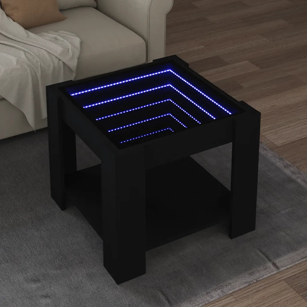 Tavolino salotto | Tavolino da caff¨¨ | Tavolino da Soggiorno con LED Nero 53x53x45 cm Legno Multistrato