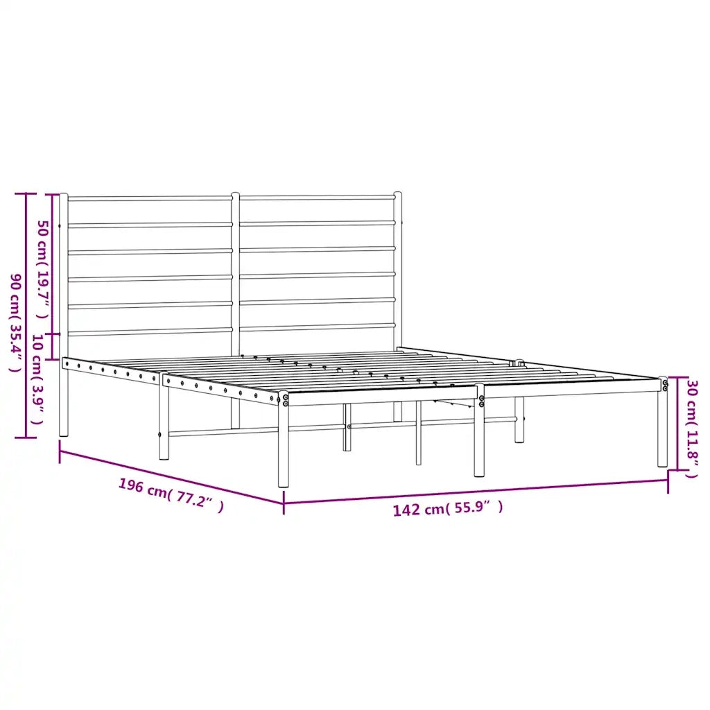 Giroletto con Testiera Metallo Bianco 135x190 cm 352367