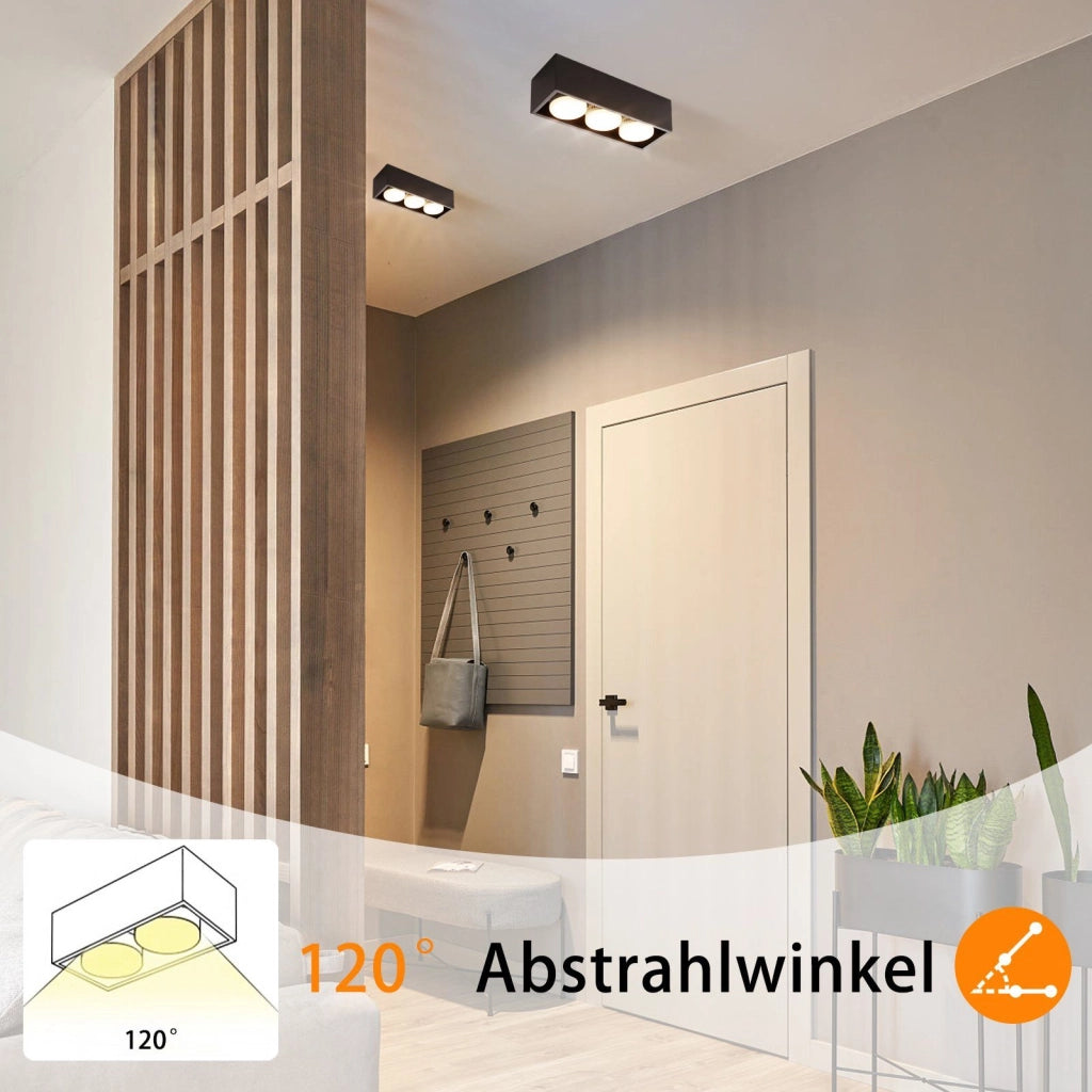 ZMH Faretto da soffitto LED quadrati 3 fiamme rotanti
