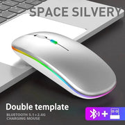 Maus 2,4 GHz wireless ottico caricabile via USB con illuminazione RGB wireless compatibile con PC e laptop - Argento