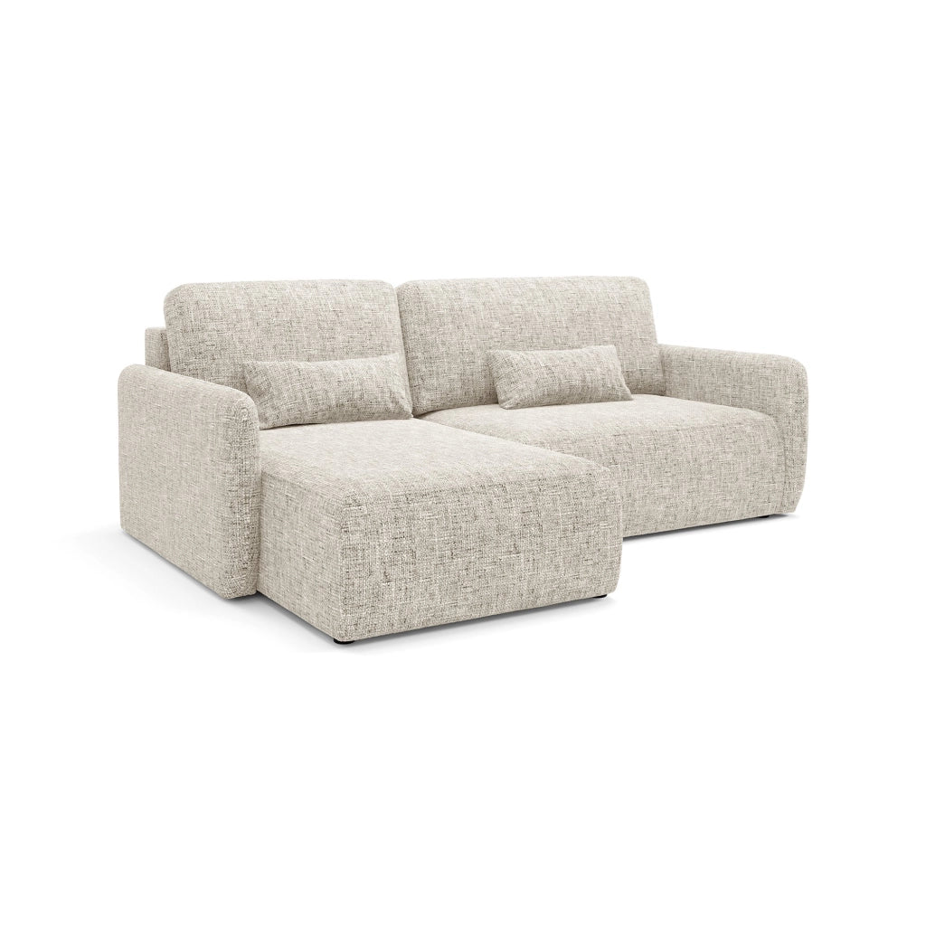Pagno, Divano Letto con Penisola Contenitore, 207x148 cm Beige