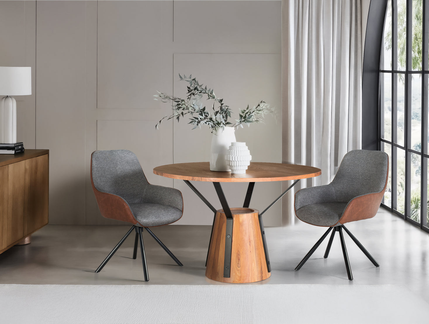 Tavolo da pranzo rotondo in legno di mango e metallo diametro 116 cm