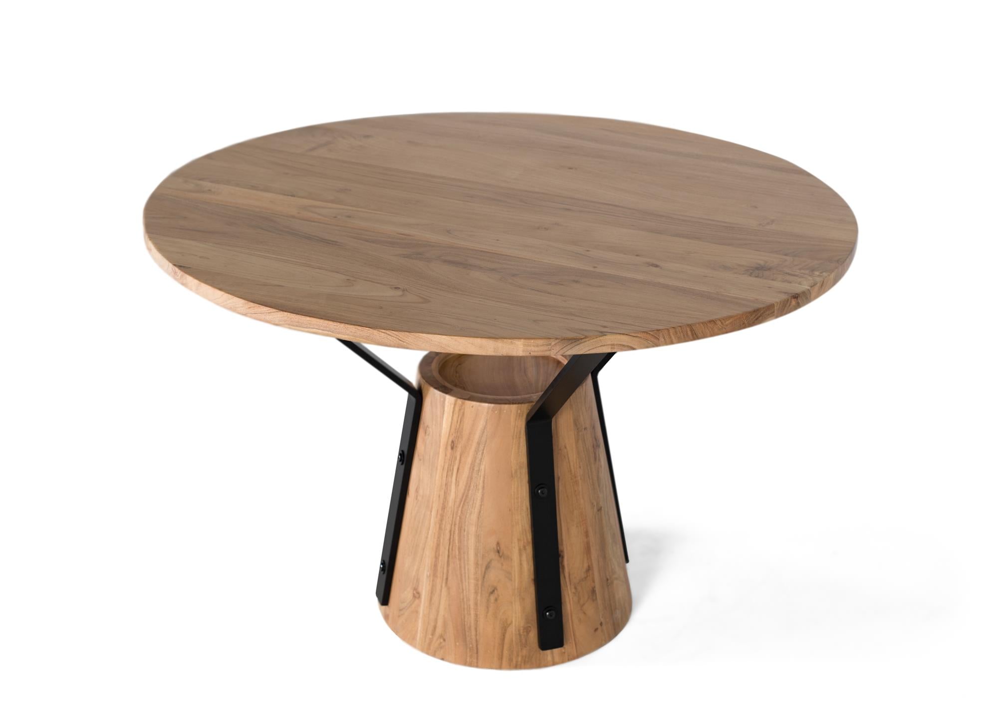 Tavolo da pranzo rotondo in legno di mango e metallo diametro 116 cm