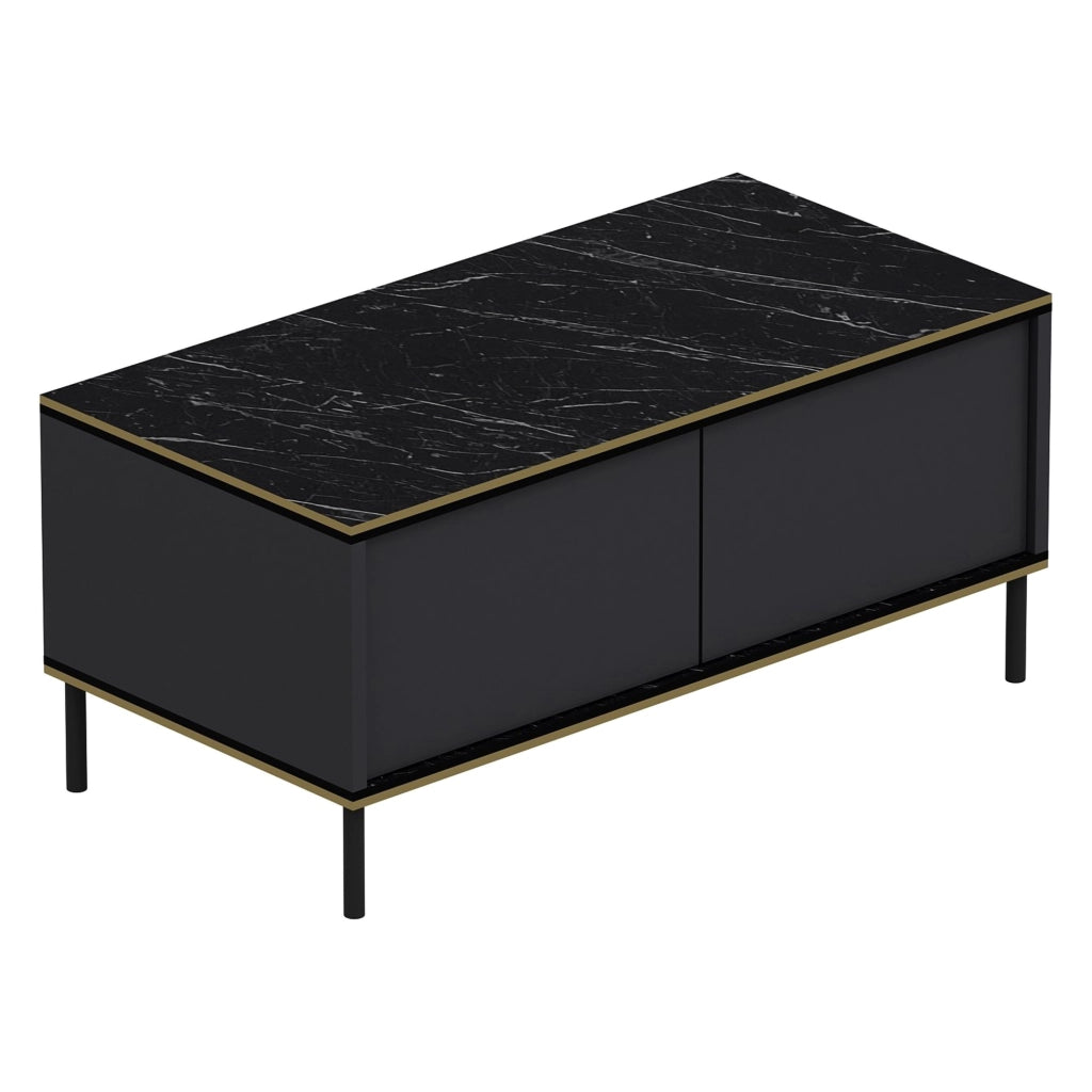 Zerbolo, Tavolino da Salotto con Piedini, 90x45x40h cm Nero Antracite
