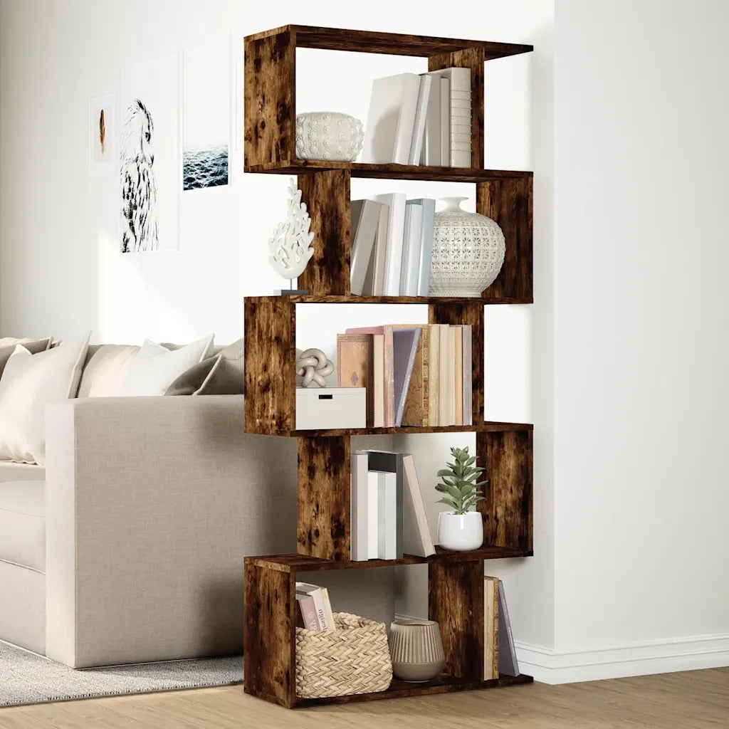 Libreria 5 Ripiani Rovere Fumo 70x24x161 cm in Truciolato 858097