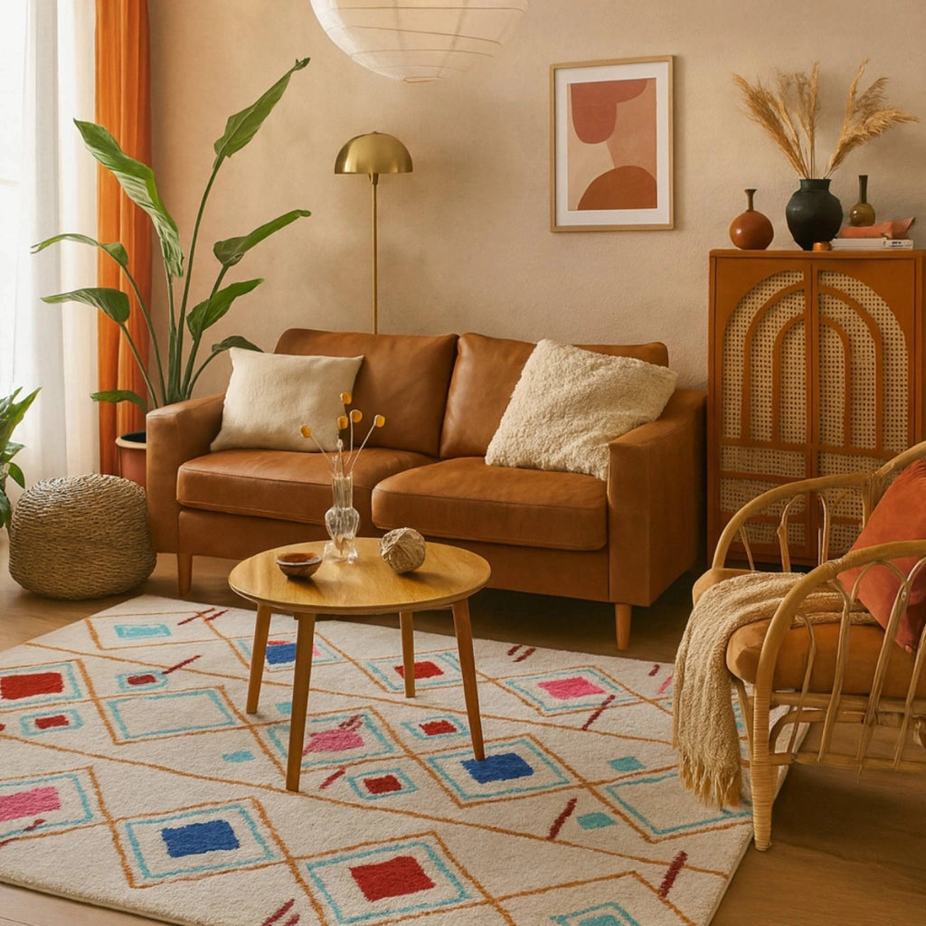 Tappeto da interno berbero multicolore, multicolore