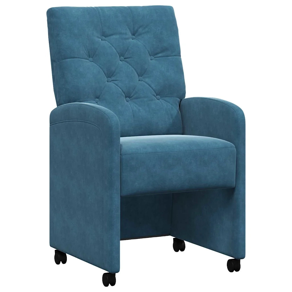 Sedie da Pranzo con Ruote 2 pcs Blu 58 x 67 x 97 cm Velluto 42017865