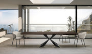 Tavolo Fisso Rettangolare Stark 160x90 cm in Impiallacciato Rovere Termocotto con Gambe in Metallo Nero - Design Moderno Elegante