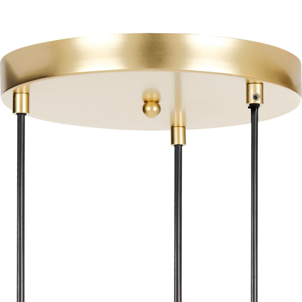 Lampadario con 3 luci a LED in metallo con paralumi rotondi in vetro metallo dorato soggiorno stile glamour