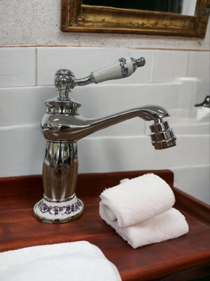 Rubinetto miscelatore per bidet bagno vintage con dettagli in ceramica