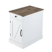 Comodino camera letto stretto ricarica coperchio ribalta cassetto-Tavolino da notte Comodino tavolino piccolo vassoio rimovibile armadio Bianco