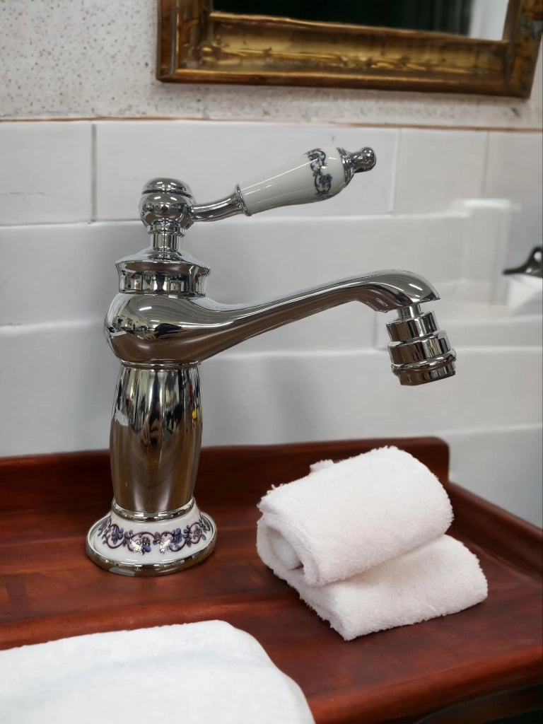 Rubinetto miscelatore per BIDET bagno vintage con dettagli in ceramica cromato