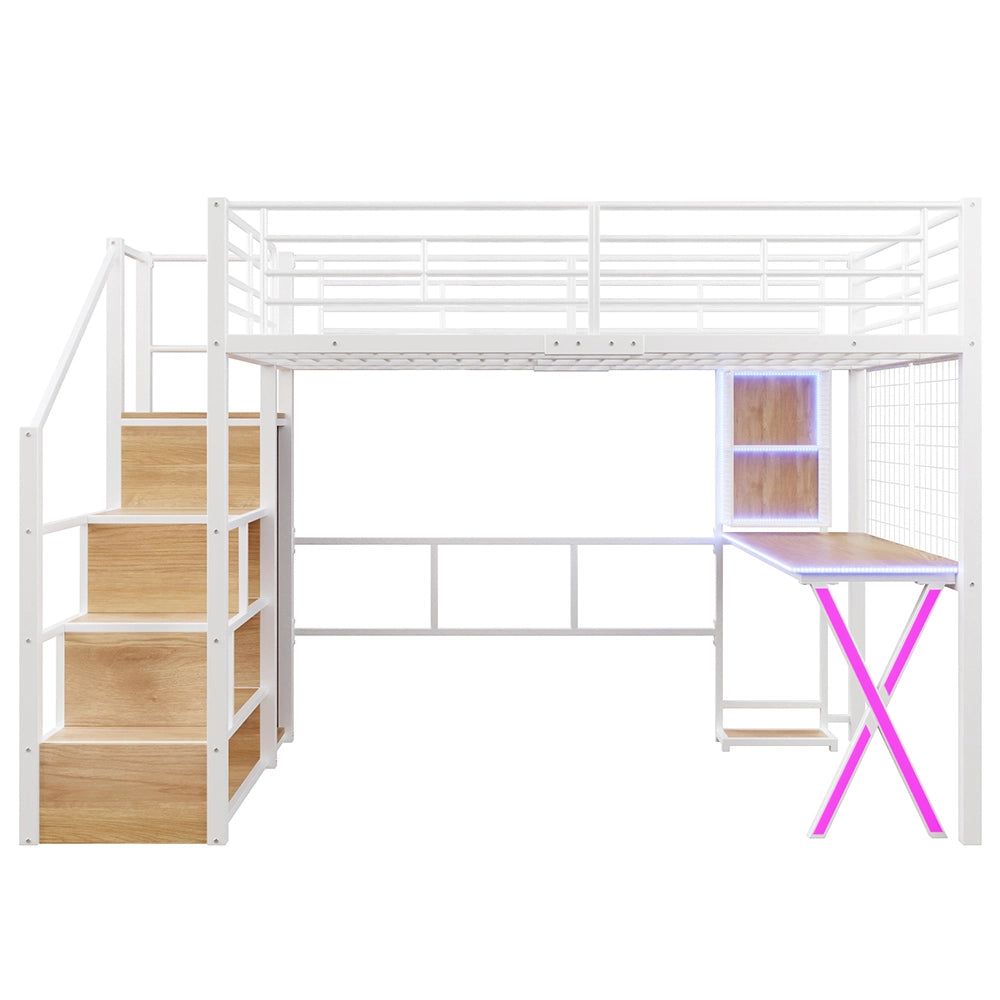 Letto mezzanino 140x200cm - Xylo - bianco, armadio, scrivania, organizzazione