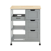 Carrello Cucina Credenza da Cucina o Bagno con 3 cassetti e 1 Cestino L68*P38*A85 cm colore grigio FKW79-HG