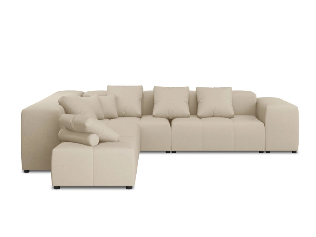 Cosmopolitan Design - Divano angolare modulare reversibile "Rome" 7 posti in tessuto strutturato beige 