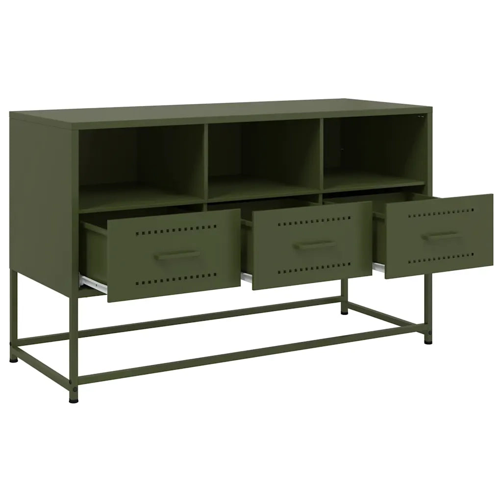 Mobile TV Verde Oliva 100,5x39x60,5 cm in Acciaio 846546