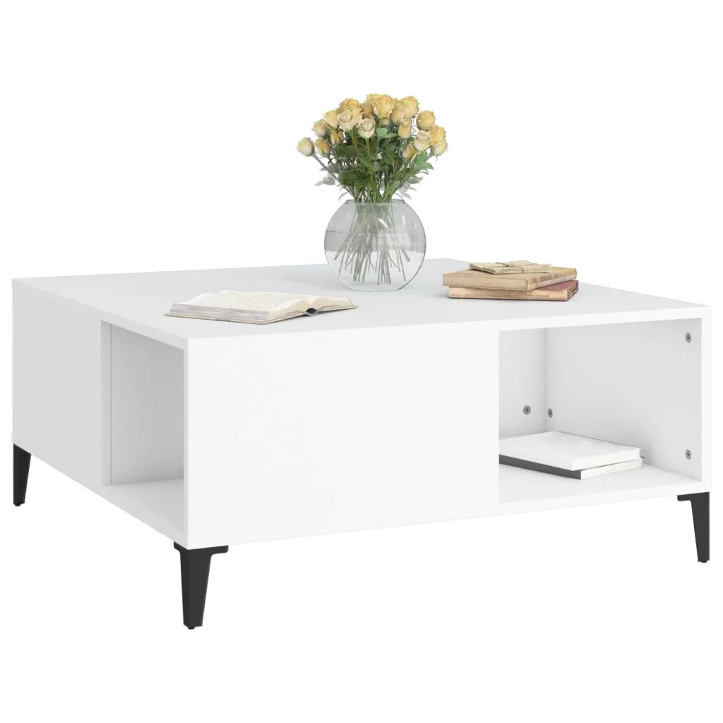 Tavolino da Salotto Bianco 80x80x36,5 cm in Legno Multistrato 821100