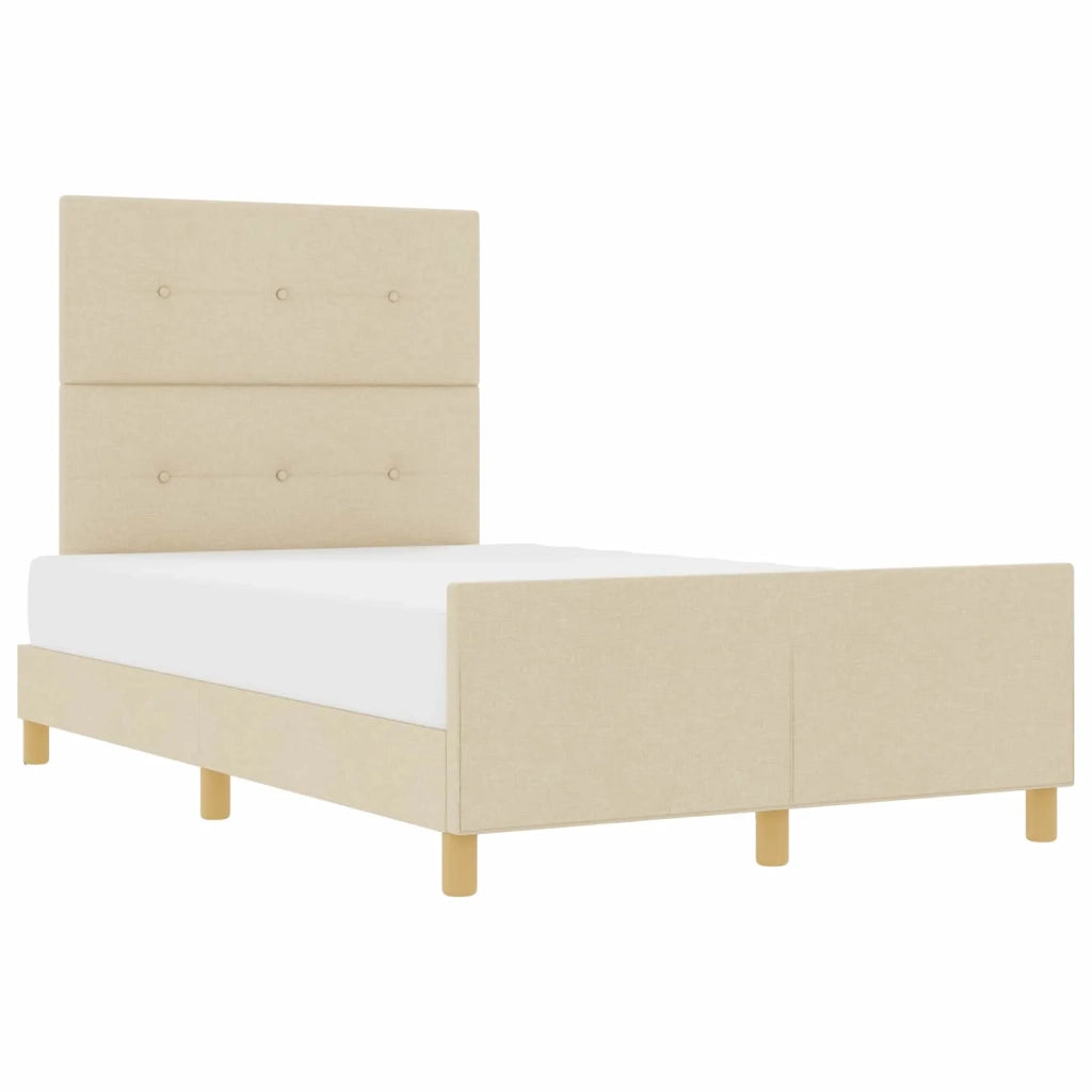 Struttura del letto con testiera Crema 120 x 190 cm Tessuto