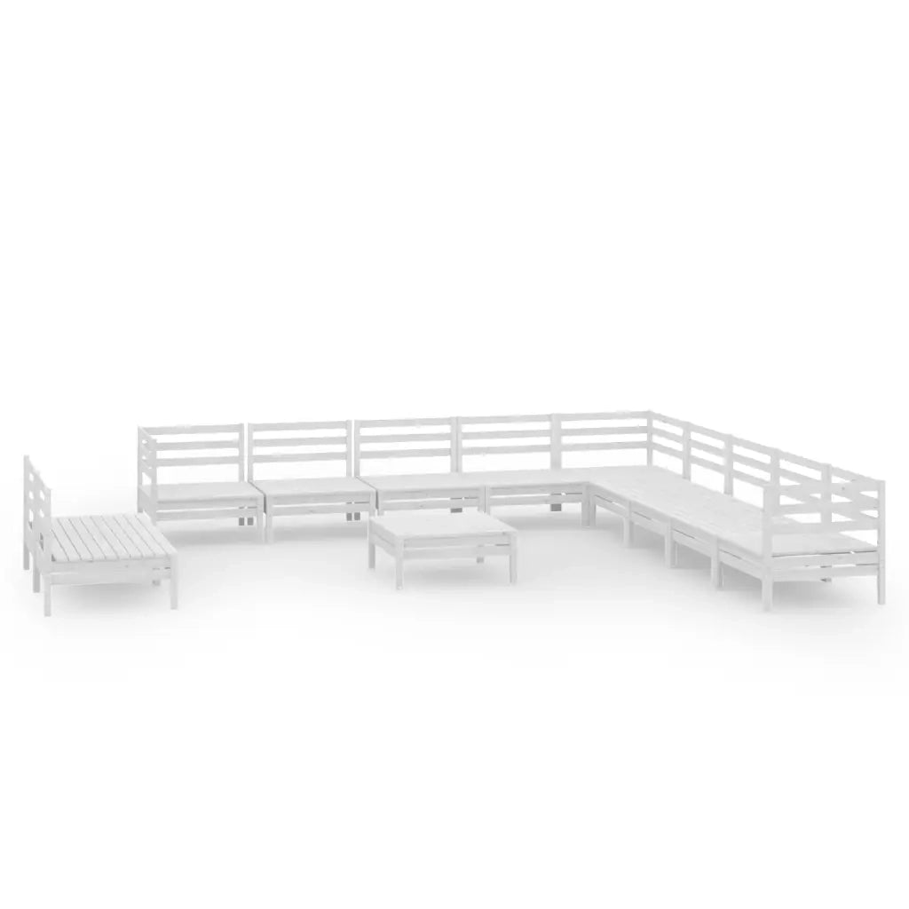 Set Salotto da Giardino 12 pz in Legno Massello di Pino Bianco 3083150