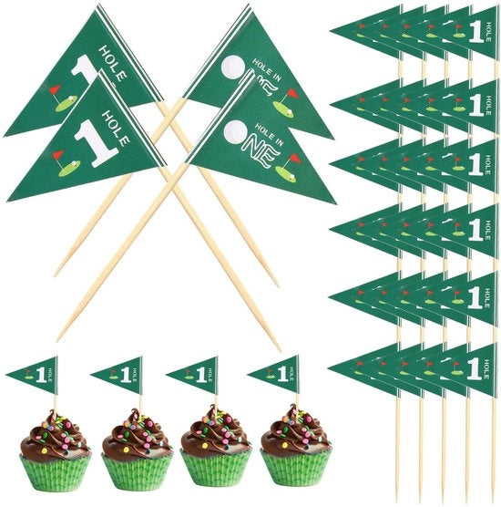 Etichette per cibi in legno/papier - 50 pezzi - 8,5 x 4,5 cm - Tema golf - Decorazioni per torte