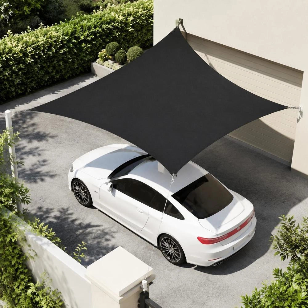 Sunshade Sail Made Of Oxford Fabric, Square, 4x4 M, Black