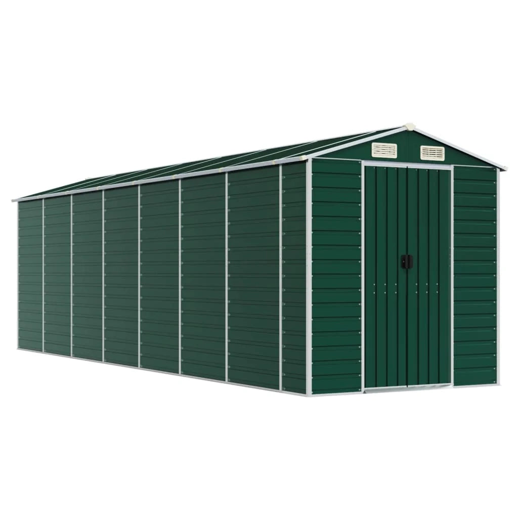 Casetta da giardino cabina ripostiglio casetta da esterno robusta casetta per attrezzi 191 x 640 x 198 cm acciaio zincato verde 02_0022353