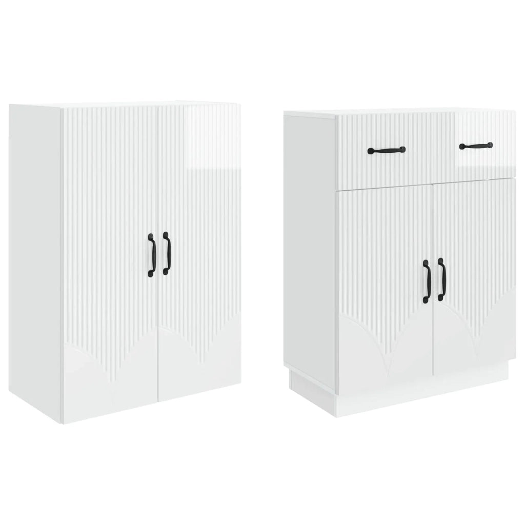 Set di armadi 2 pcs Bianco Lucido Legno ingegnerizzato 3416830
