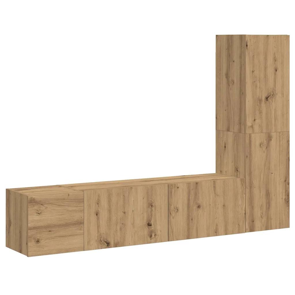 Mobili TV a Parete 3 pz Rovere Artigianale in Legno Multistrato 3328962