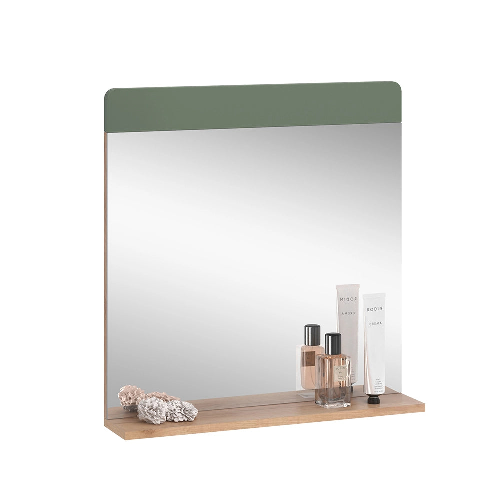 Vicco Specchio da bagno Quercia verde/oro 60 x 62 cm con ripiano