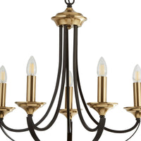 Lampadario Contemporaneo Campanile Acciaio Bronzo Marrone 5 Luci E14