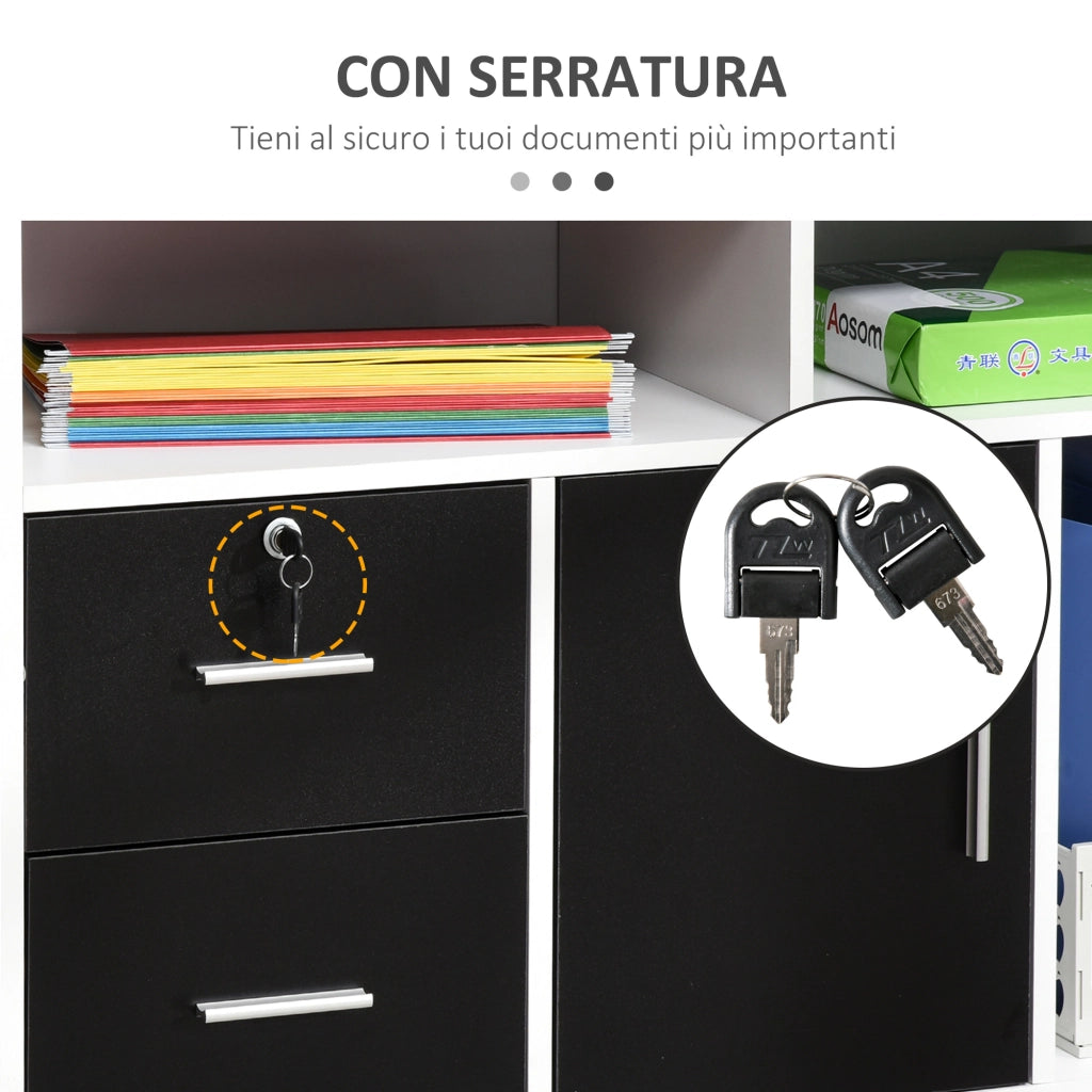 Mobiletto Porta Stampante con Cassetti ¨C zephmum ¨C 100x35x65cm, Nero e Bianco