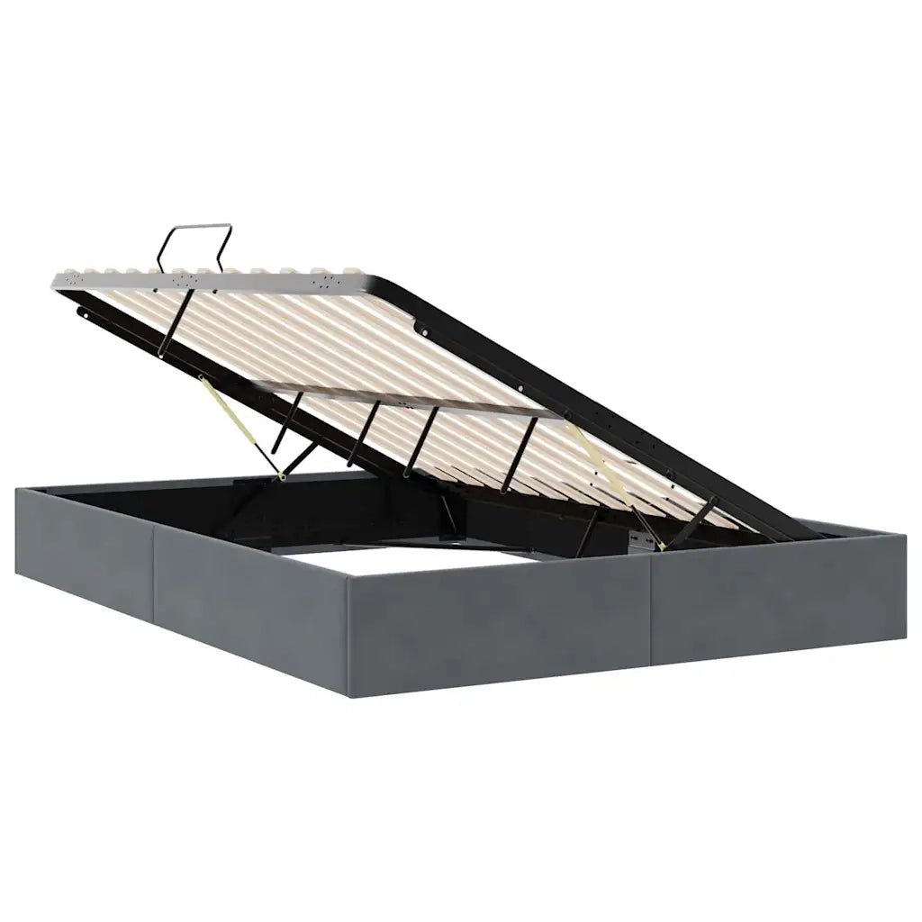 Letto con Contenitore Grigio scuro 153 x 203 cm Velluto 3370137