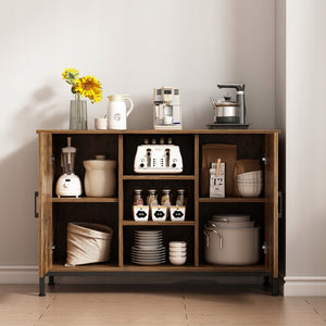 Credenza, mobile laterale con ripiani aperti, cassettiera vintage, cucina, soggiorno, loft