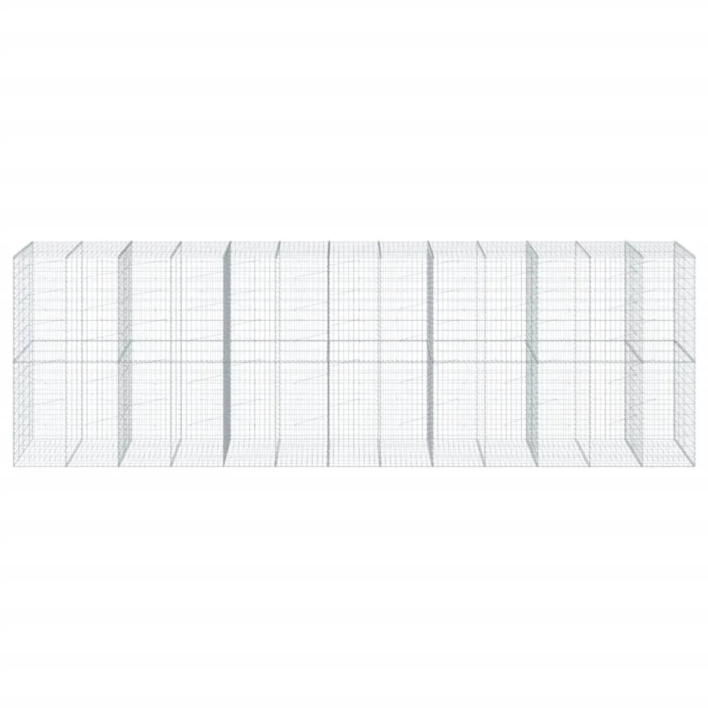Gabbione recinto a gabbia muro di contenimento con coperchio 650 x 100 x 200 cm ferro zincato argento 02_0040188