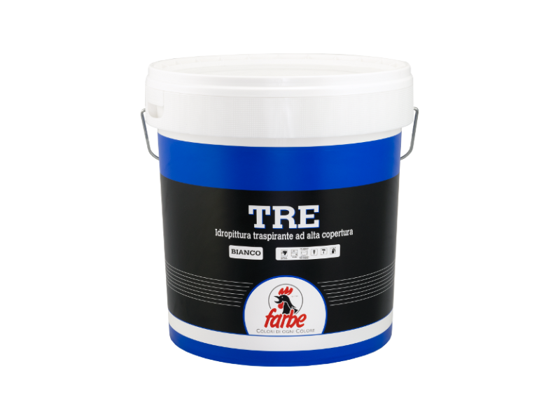 Idropittura traspirante Tre per interni alta copertura finitura opaca bianco - 14 Lt