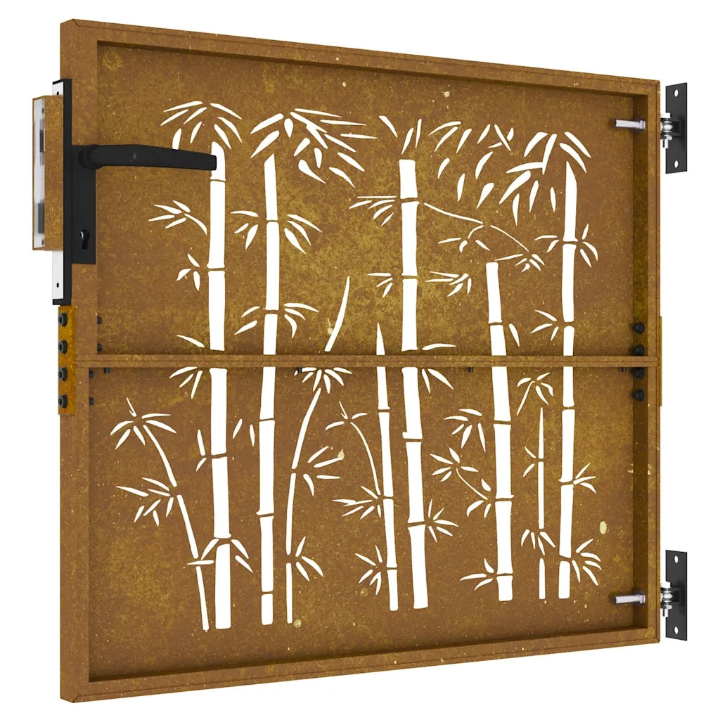 vidaXL Cancello da Giardino 85x75 cm in Acciaio Corten Design Bambù