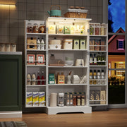 Credenza cucina salvaspazio bianca 60x35x128 cm con luce LED sensore, ripiani regolabili e 1 pacco