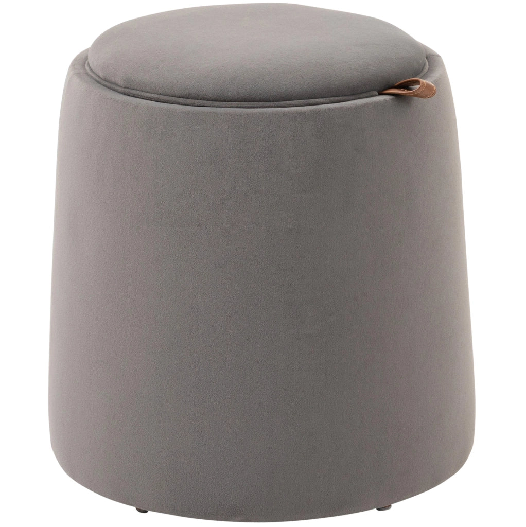 Pouf rotondo contenitore con coperchio reversibile grigio scuro